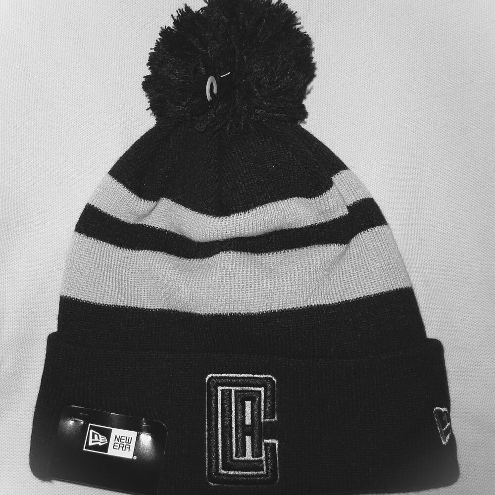 Los Angeles Clippers beanie w/ pom knitted cap Black Gray NEW ERA LAC NBA